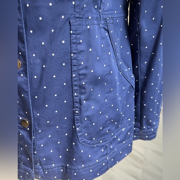 Chico’s Polka Dot Stretch Navy Jacket Blazer - Picture 7 of 12
